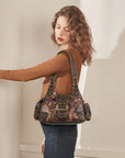 Y2K Leopard Patchwork Crossbody Bag – Front Buckle Retro Shoulder Handbag