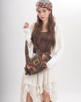 Y2K Leopard Moto Shoulder Bag, Buckle Detail & Convertible Carry