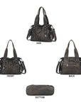 Whimsigoth Studded Shoulder Purse – Casual Weathered Satchel