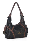 Vintage Studded Hobo Bag – Washed PU Leather Shoulder Purse
