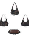 Vintage Studded Hobo Bag – Washed PU Leather Shoulder Purse