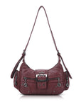 Vintage Washed Crescent Shoulder Bag - Y2K Multi-Pocket Underarm Crossbody Purse