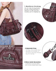 Vintage Washed Slouchy Hobo - Studded Multi-Pocket Crossbody