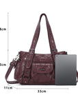 Vintage Washed Slouchy Hobo - Studded Multi-Pocket Crossbody