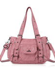 Vintage Washed Slouchy Hobo - Studded Multi-Pocket Crossbody