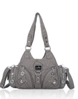 Small Everyday Shoulder Purse with Front Zip Pockets