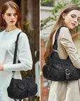 Large Braided Multi-Pocket Hobo Shoulder Bag with Crossbody Strap