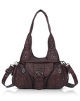 Vintage Moto Buckle-Front Hobo Shoulder Bag