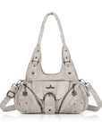 Vintage Moto Buckle-Front Hobo Shoulder Bag