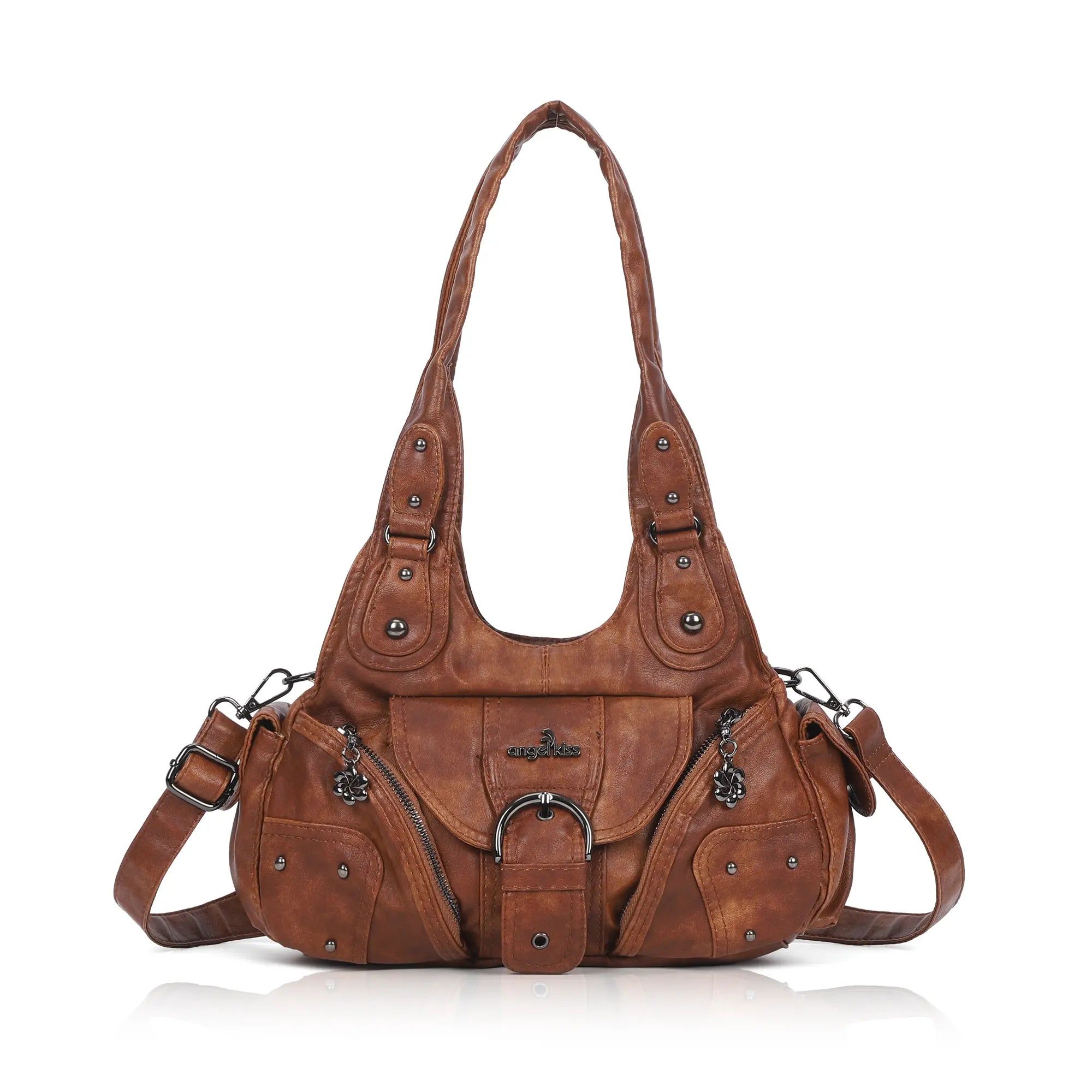 Vintage Moto Multi-Pocket Hobo Shoulder Bag | Angel Kiss