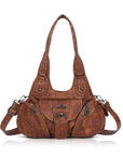 Vintage Moto Buckle-Front Hobo Shoulder Bag