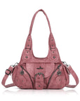Vintage Moto Buckle-Front Hobo Shoulder Bag