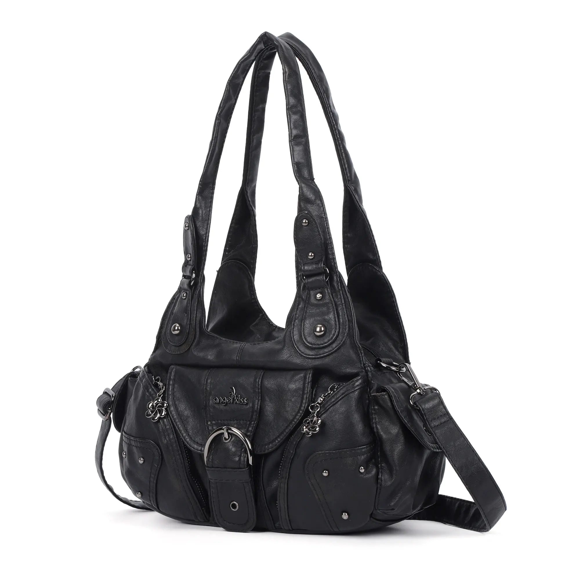 Vintage Moto Multi-Pocket Hobo Shoulder Bag | Angel Kiss