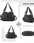 Large Leather Hobo Ladies Crossbody Handbags Studded Bag