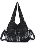Y2K Studded PU Leather Semi-Soft Hobo Bags