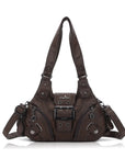 Women’s Moto Buckle Multi-Pocket Convertible Satchel Bag