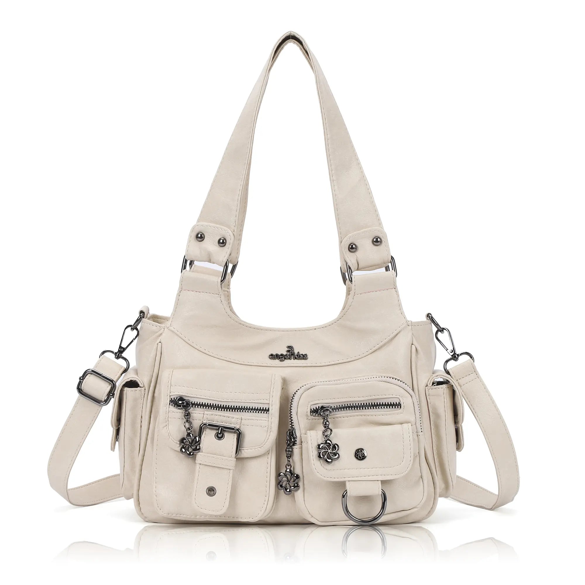 Women’s 2000s Cargo Multi-Pocket Shoulder Bag with Crossbody Strap