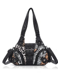 Women’s Moto Buckle Multi-Pocket Convertible Satchel Bag