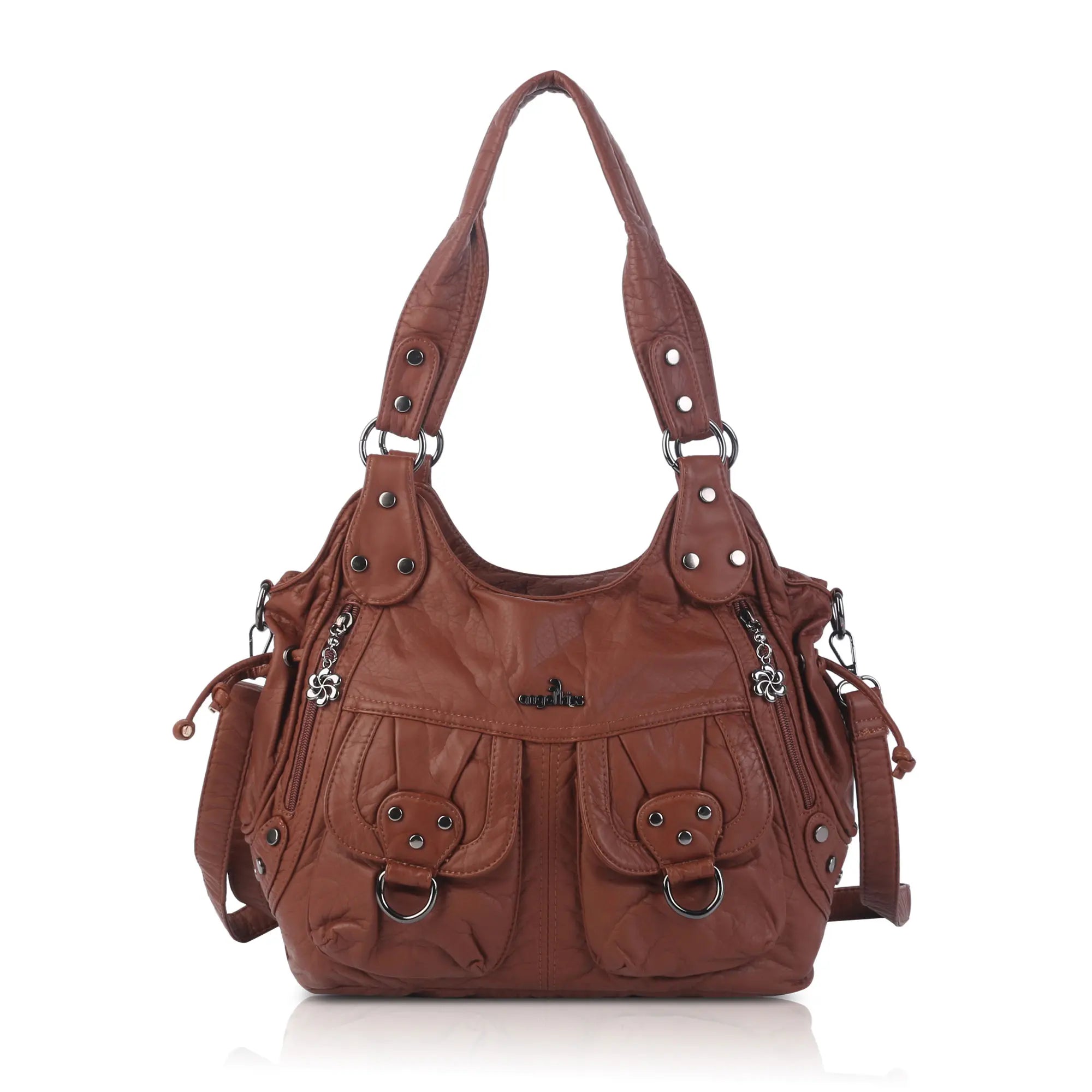 Organized Storage Faux Leather Tote Crossbody Bag Hardware Detail