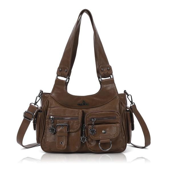 Women’s 2000s Cargo Multi-Pocket Shoulder Bag with Crossbody Strap