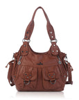 Organized Storage Faux Leather Tote Crossbody Bag Hardware Detail