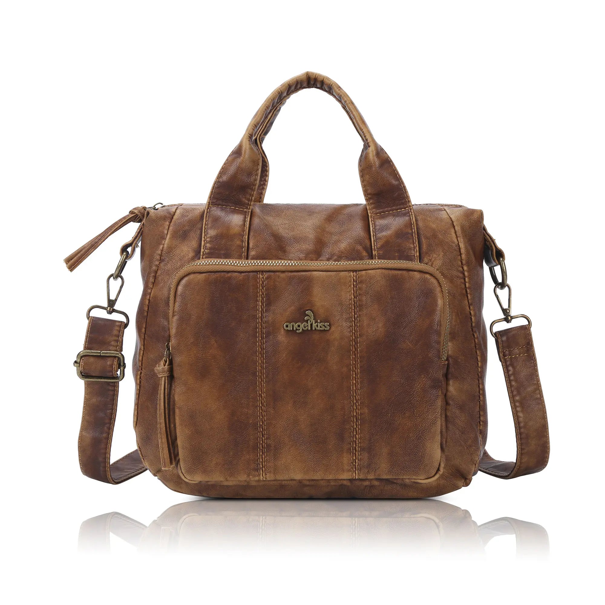 Soft PU Multi-Pocket Satchel Crossbody Bag