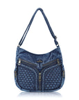 Y2K V-Zip Denim Hobo Shoulder-Crossbody Bag