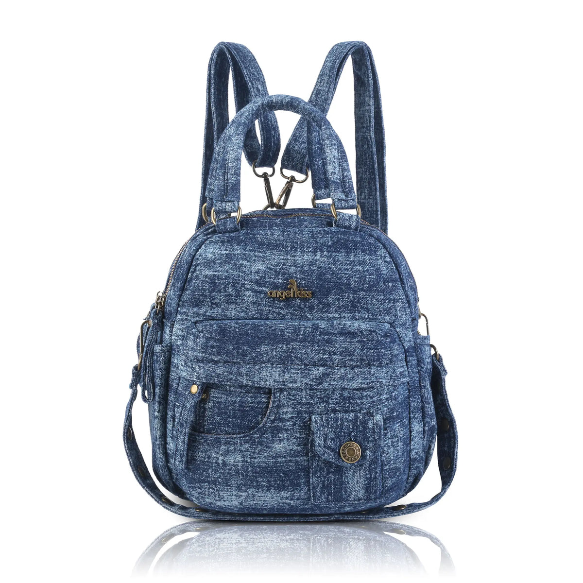 Classic Small Denim Backpack For Women