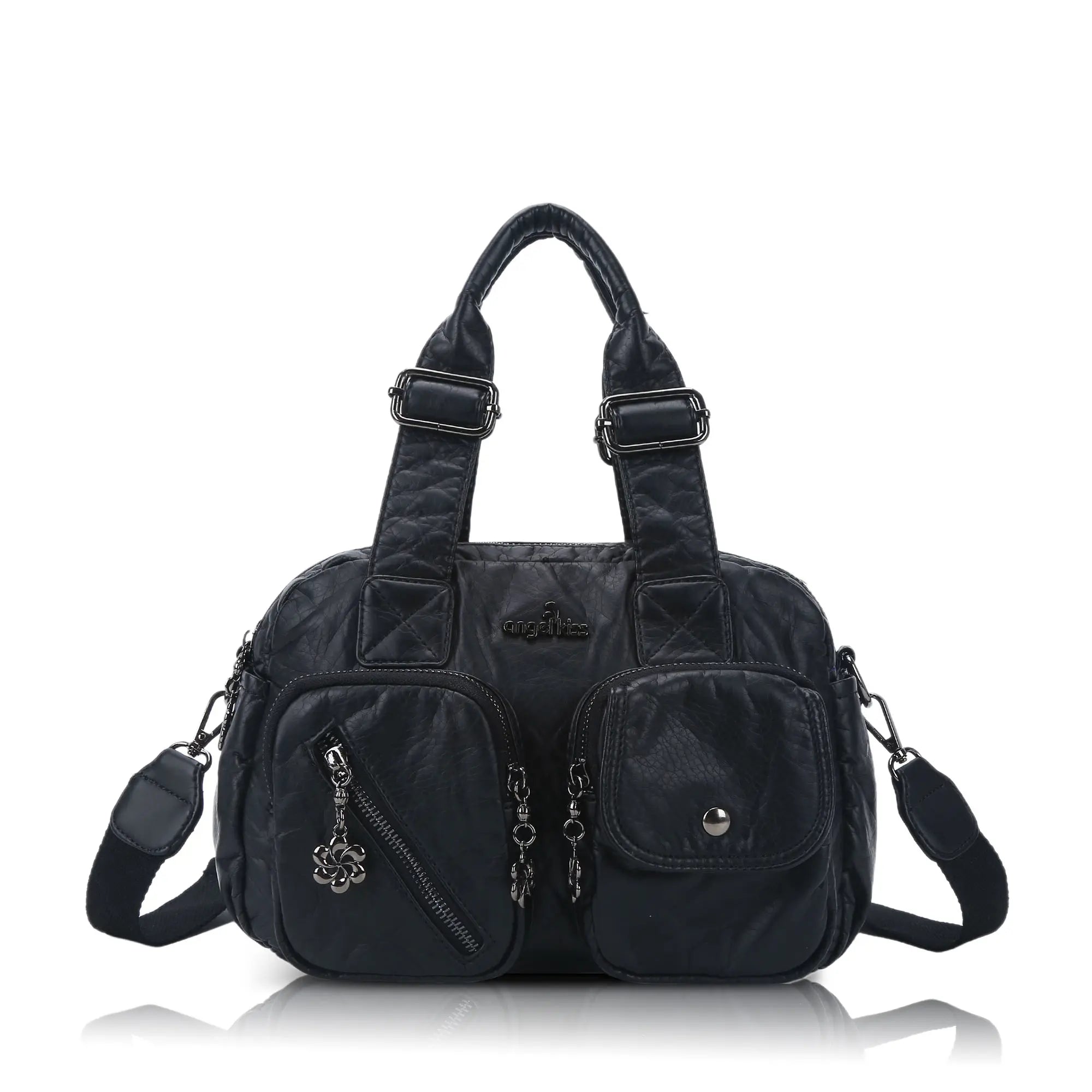Small Multi-Pocket Satchel Bag with Adjustable Crossbody Strap