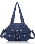 Small Double-Handle Shoulder Bag with Multiple Front Pockets