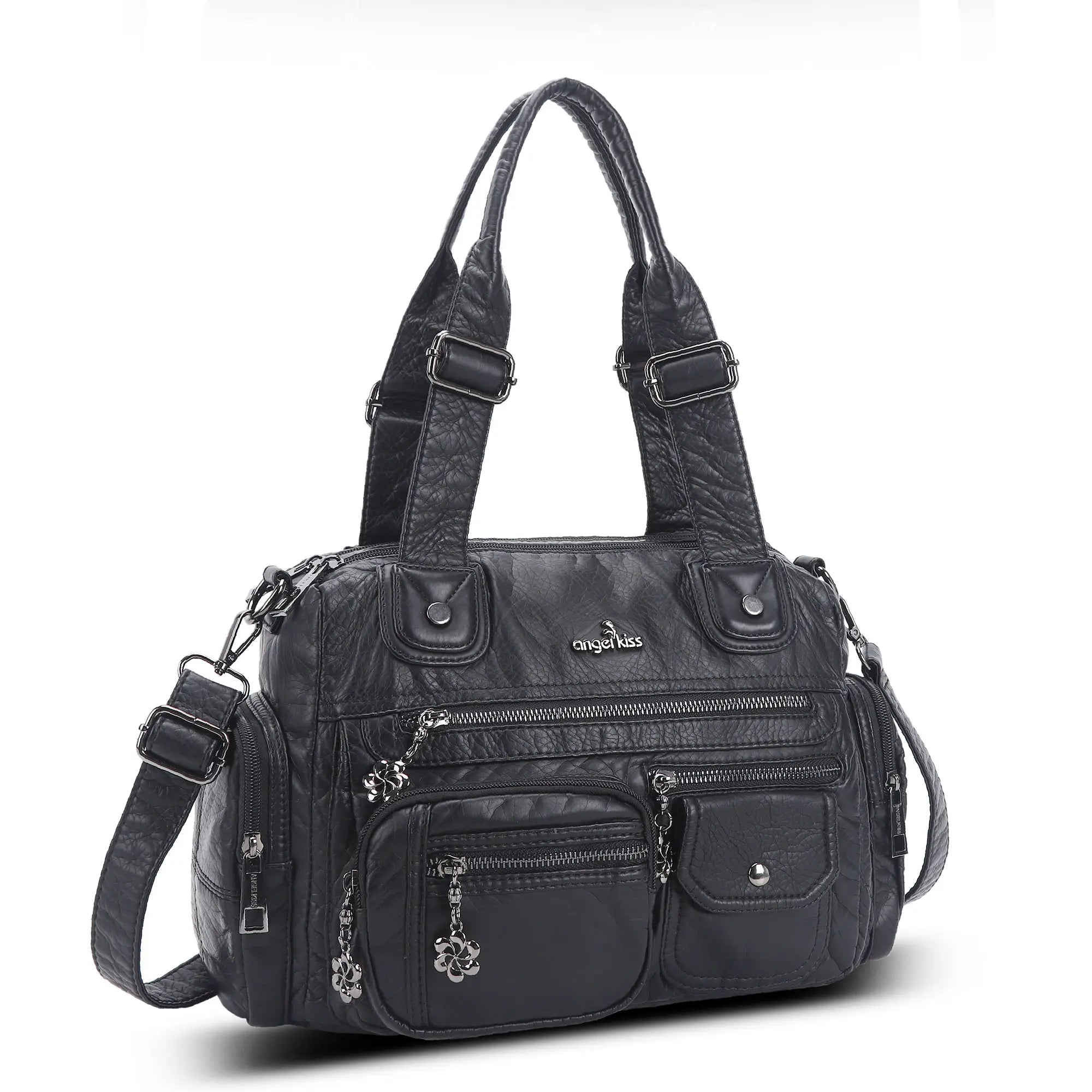 Vintage Utility Satchel Crossbody Bag with Easy-Access Pockets