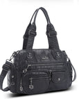 Vintage Utility Satchel Crossbody Bag with Easy-Access Pockets
