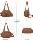 Small Double-Handle Shoulder Bag with Multiple Front Pockets