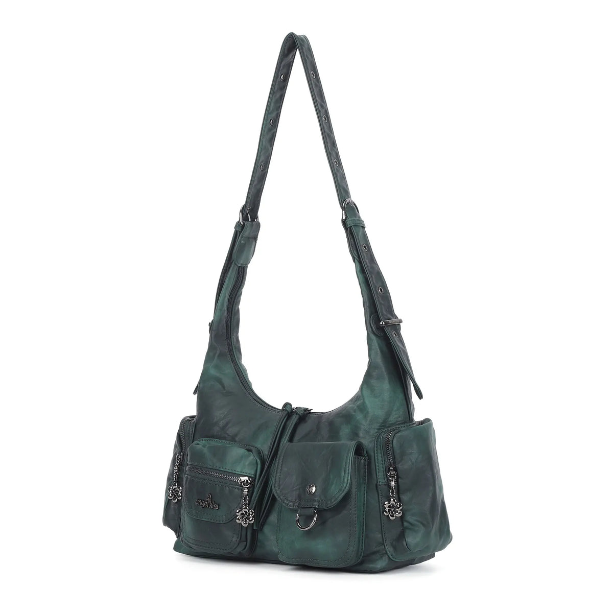 Shoulder Bag – Vintage Cargo Hobo with Flower Charms