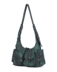 Shoulder Bag – Vintage Cargo Hobo with Flower Charms