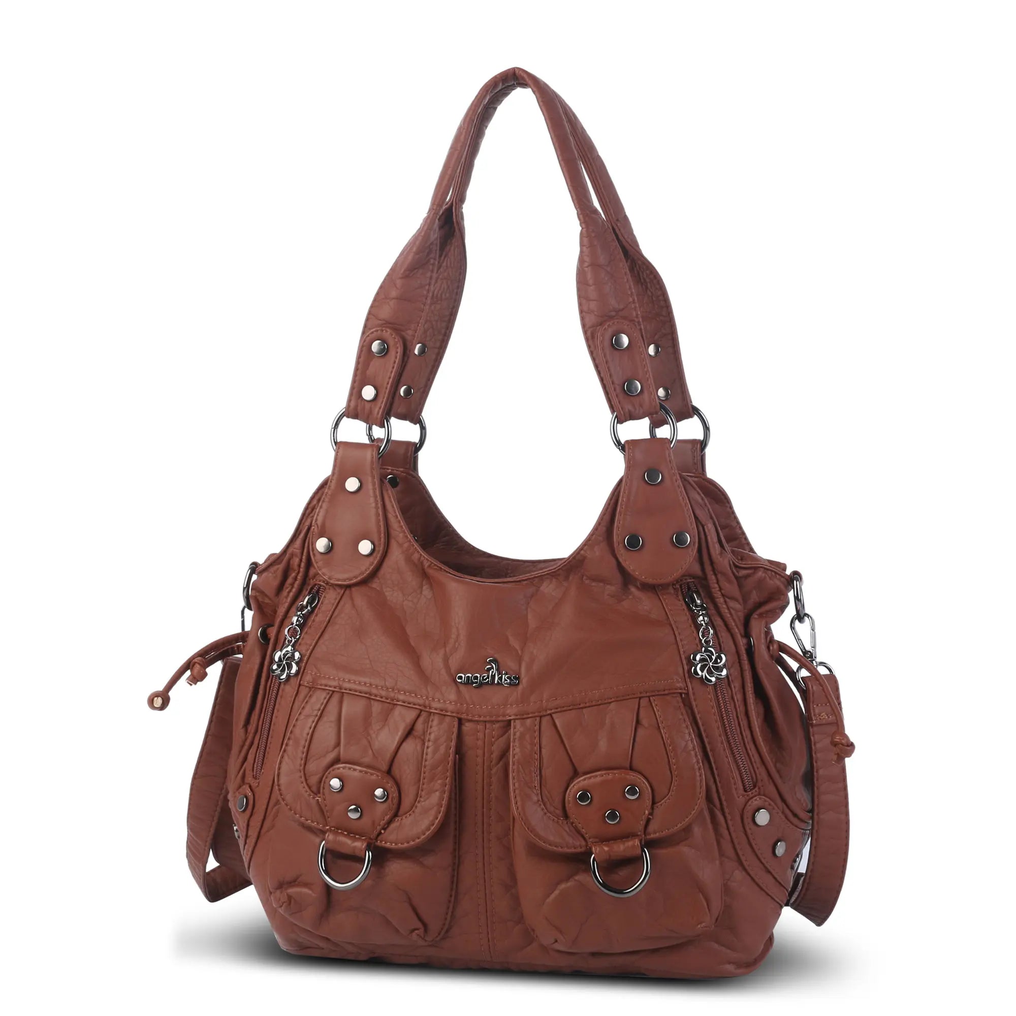 Organized Storage Faux Leather Tote Crossbody Bag Hardware Detail