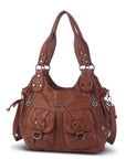 Organized Storage Faux Leather Tote Crossbody Bag Hardware Detail