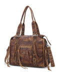 Vintage PU Leather Studded Shoulder Tote Bag for Travel
