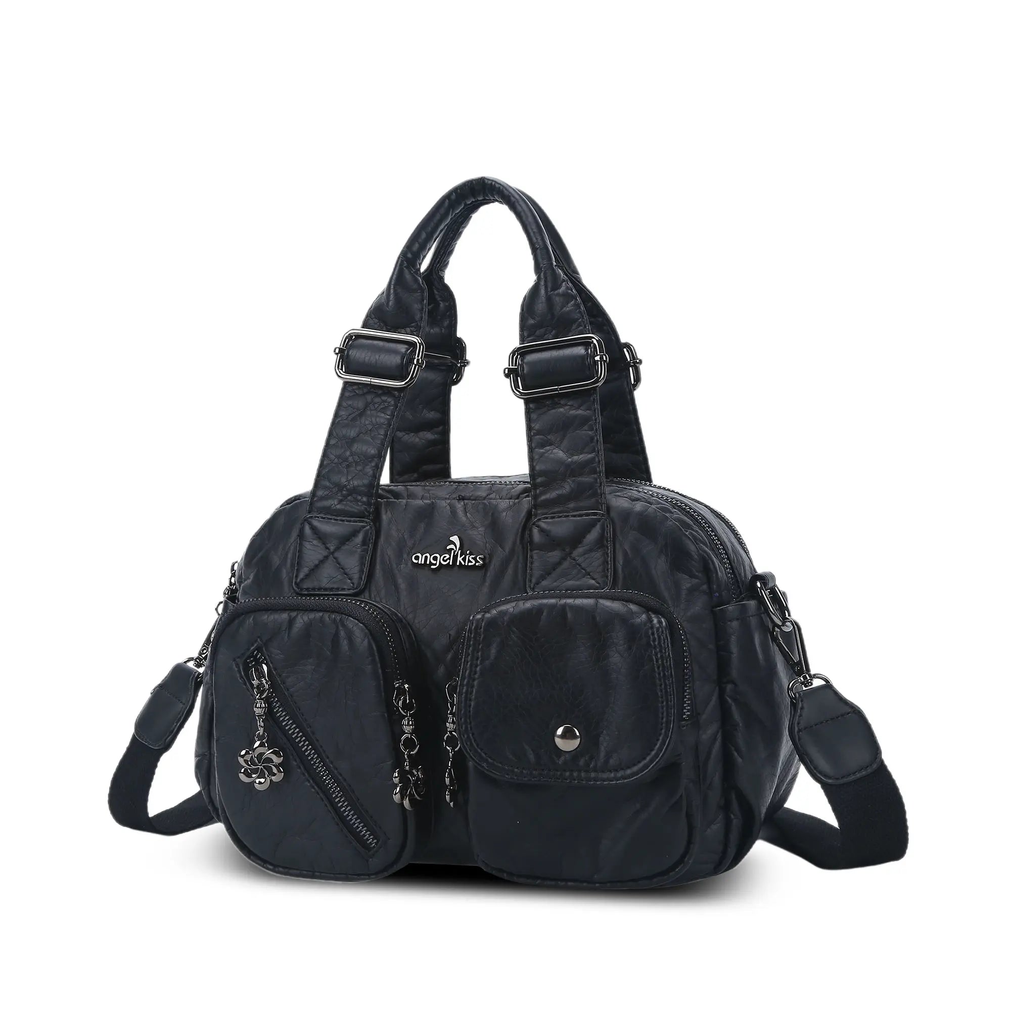 Small Multi-Pocket Satchel Bag with Adjustable Crossbody Strap
