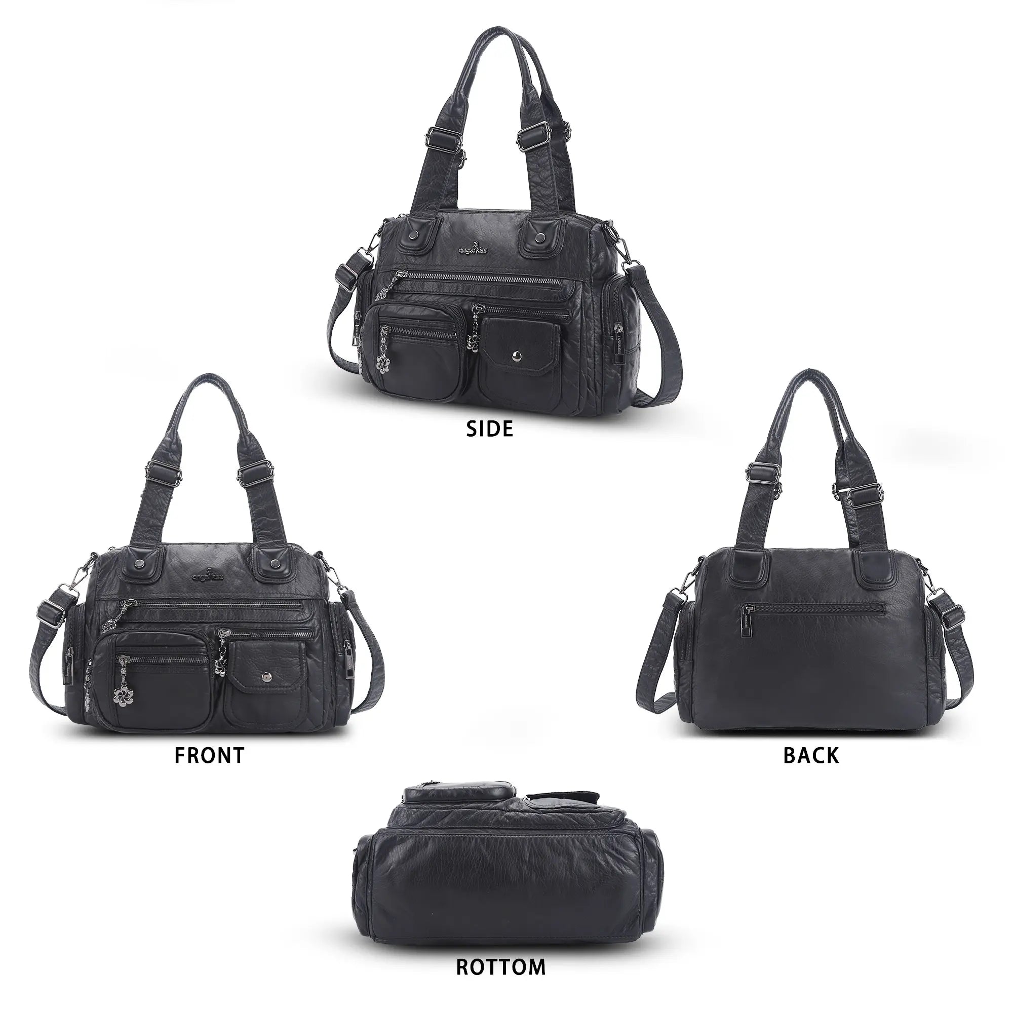 Vintage Utility Satchel Crossbody Bag with Easy-Access Pockets