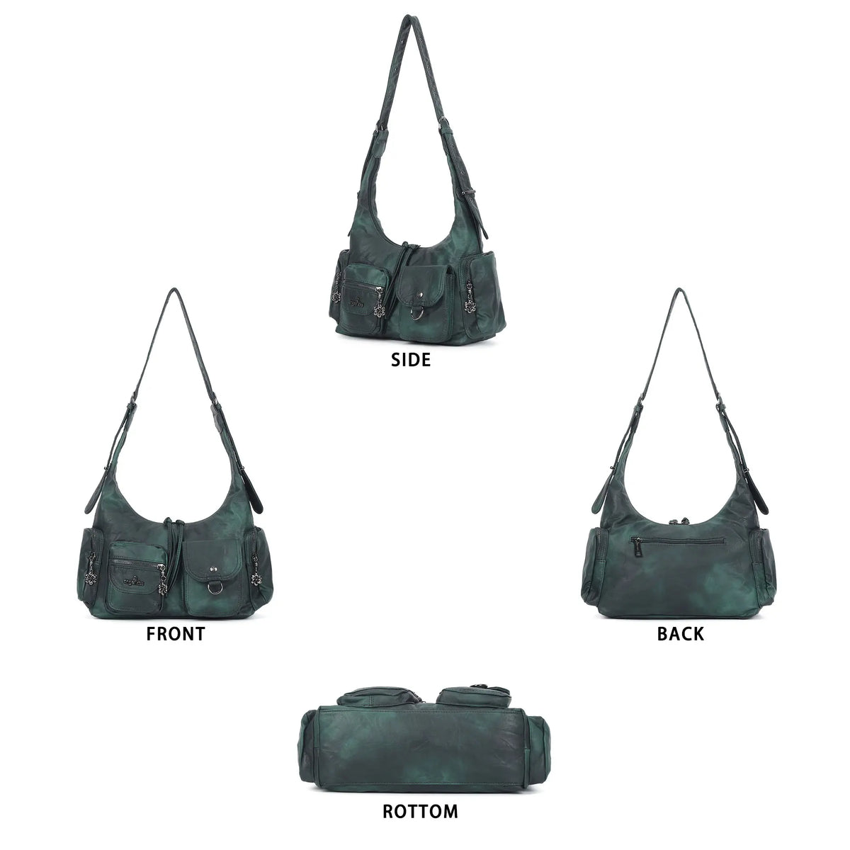 Shoulder Bag – Vintage Cargo Hobo with Flower Charms