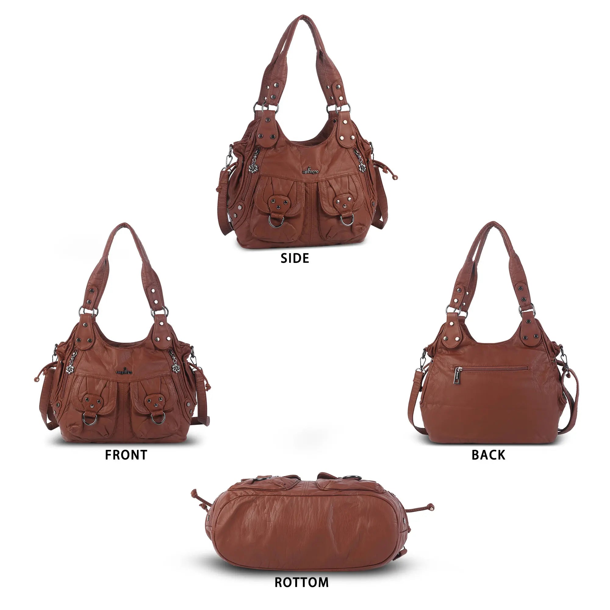 Organized Storage Faux Leather Tote Crossbody Bag Hardware Detail