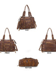 Vintage PU Leather Studded Shoulder Tote Bag for Travel