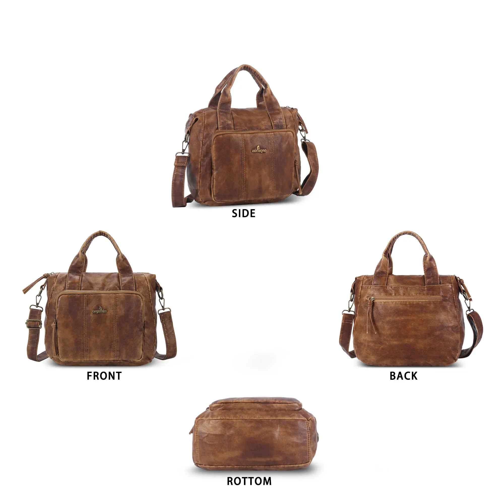 Soft PU Multi-Pocket Satchel Crossbody Bag