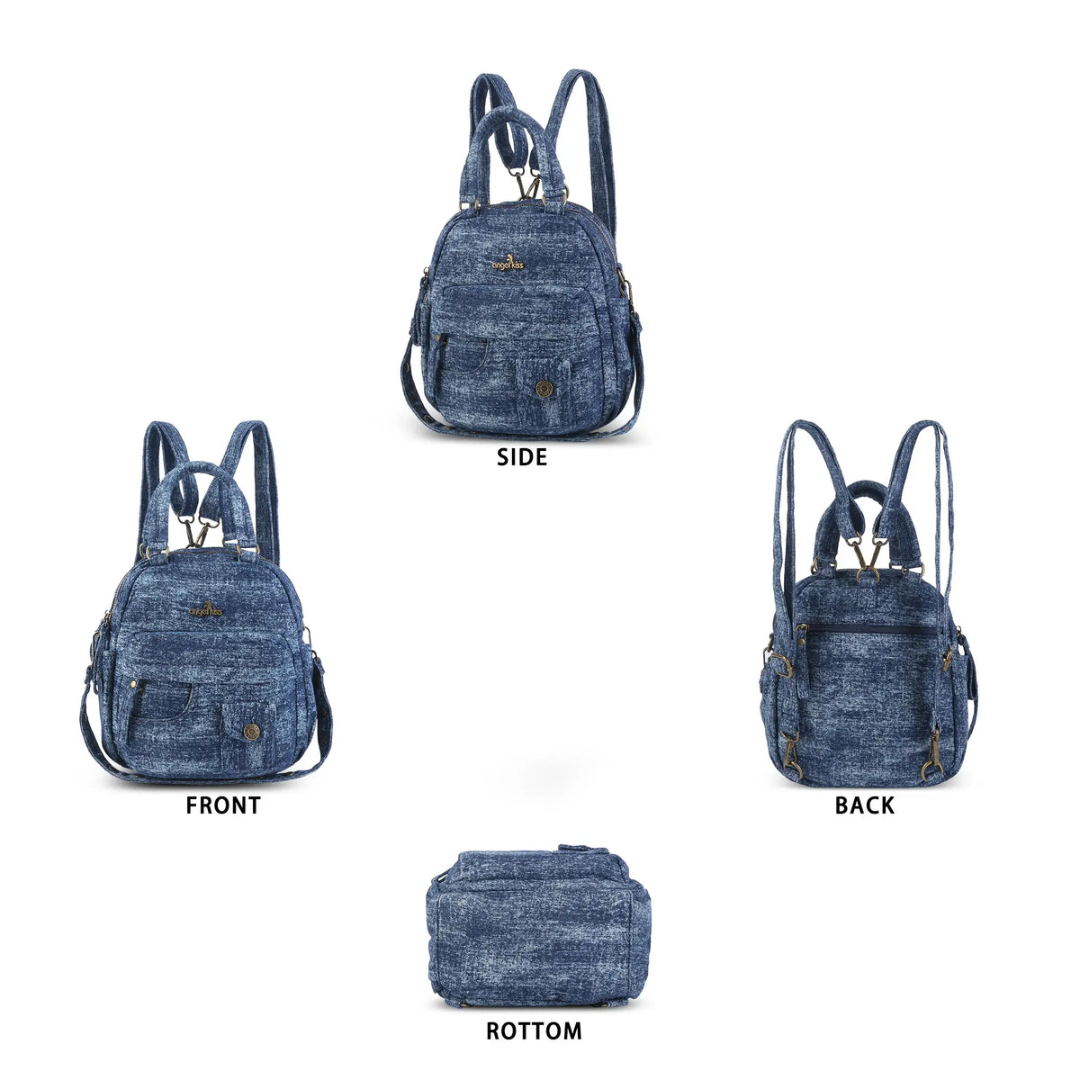 Classic Small Denim Backpack For Women