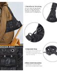 Women’s Moto Buckle Multi-Pocket Convertible Satchel Bag