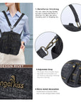 Denim Convertible Backpack Purse with Studded Strap
