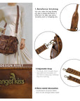Vintage PU Leather Studded Shoulder Tote Bag for Travel