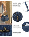 Y2K V-Zip Denim Hobo Shoulder-Crossbody Bag