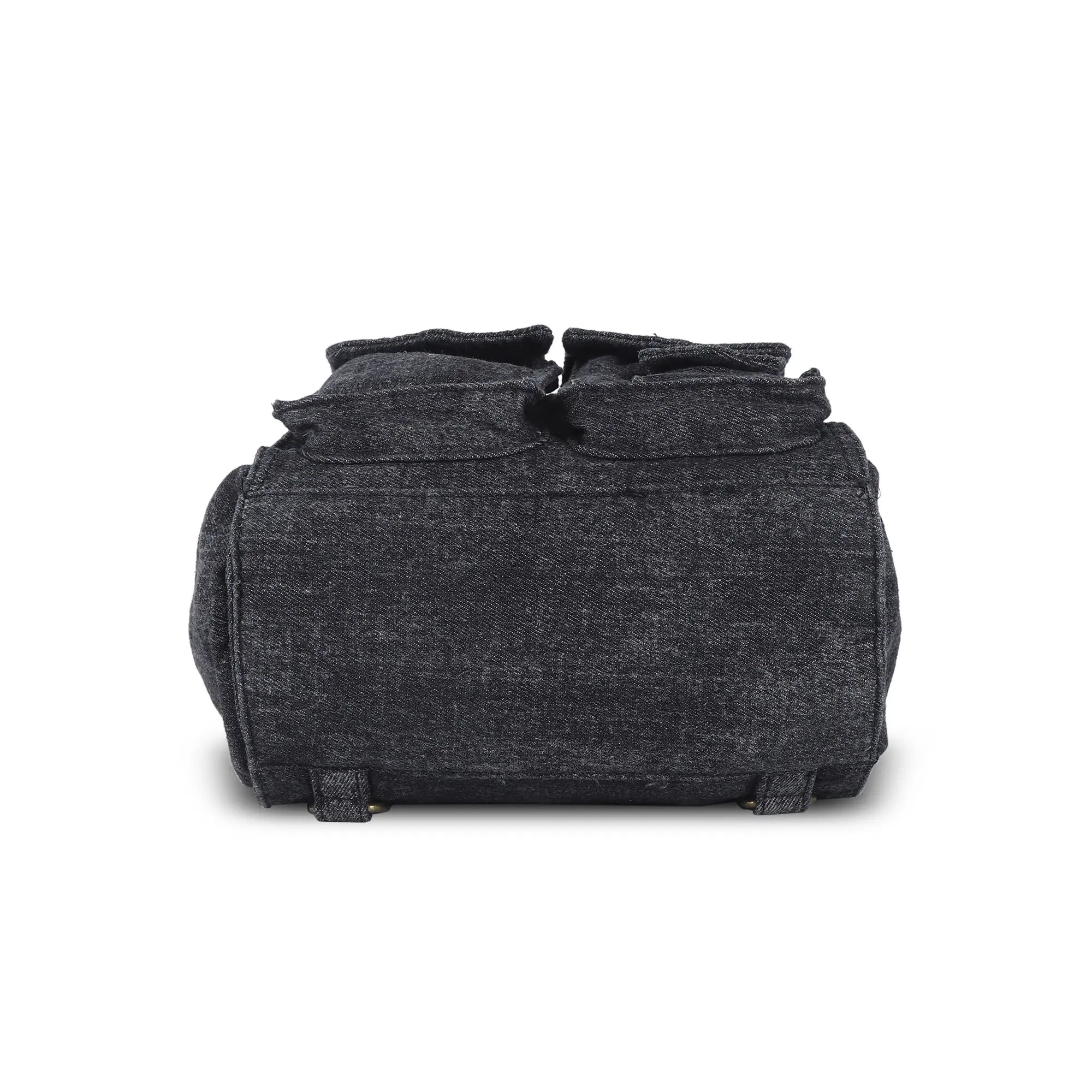 Denim Convertible Backpack Purse with Studded Strap